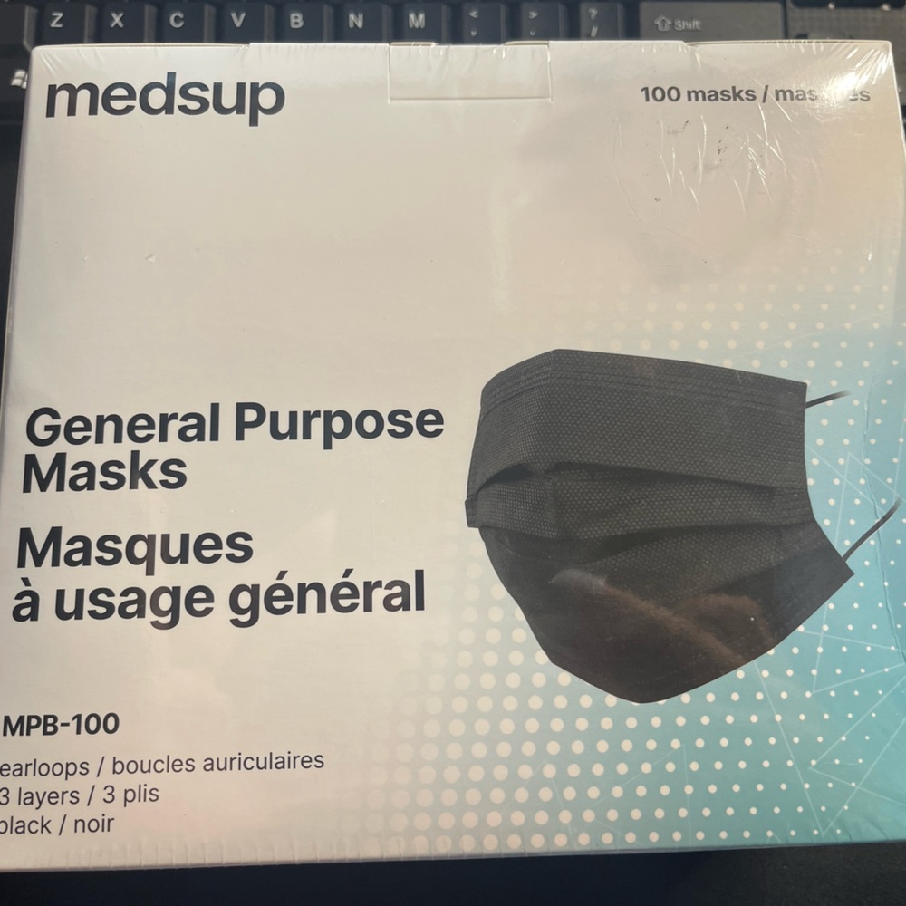 3-layer facemask disposable black 100pcs